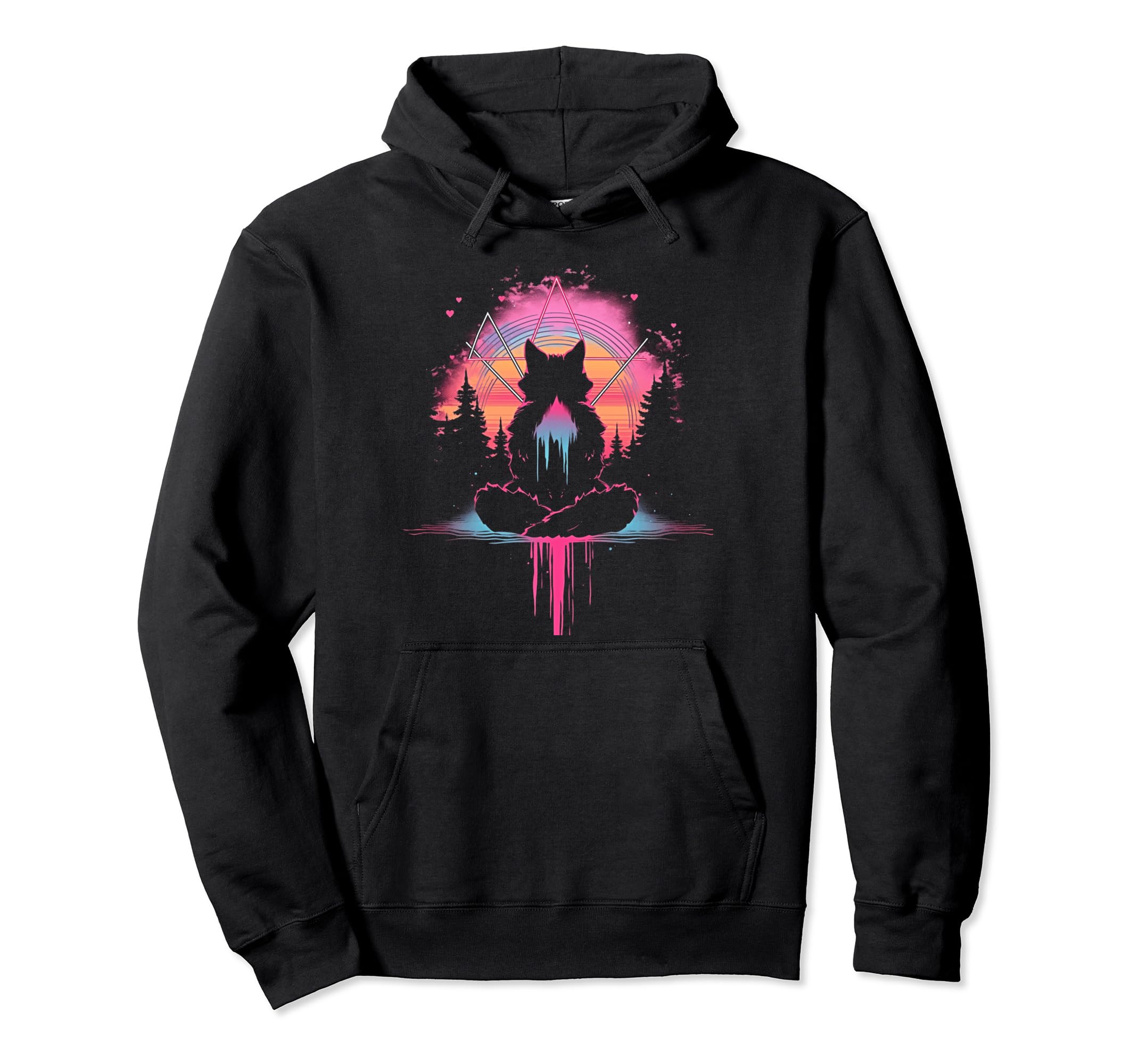 Synthwave Cat Samurai Mediation Vaporwave Hoodie - Minimalist Print Unisex - T-Shirt, Sweatshirt, Hoodie