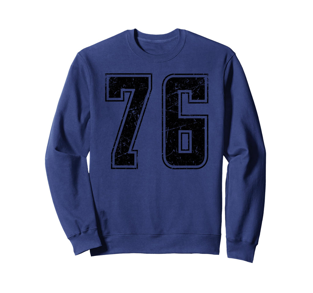 Number 76 Distressed Grunge Sweatshirt - Casual Everyday Wear for Adults - T-Shirt, Sweatshirt, Hoodie