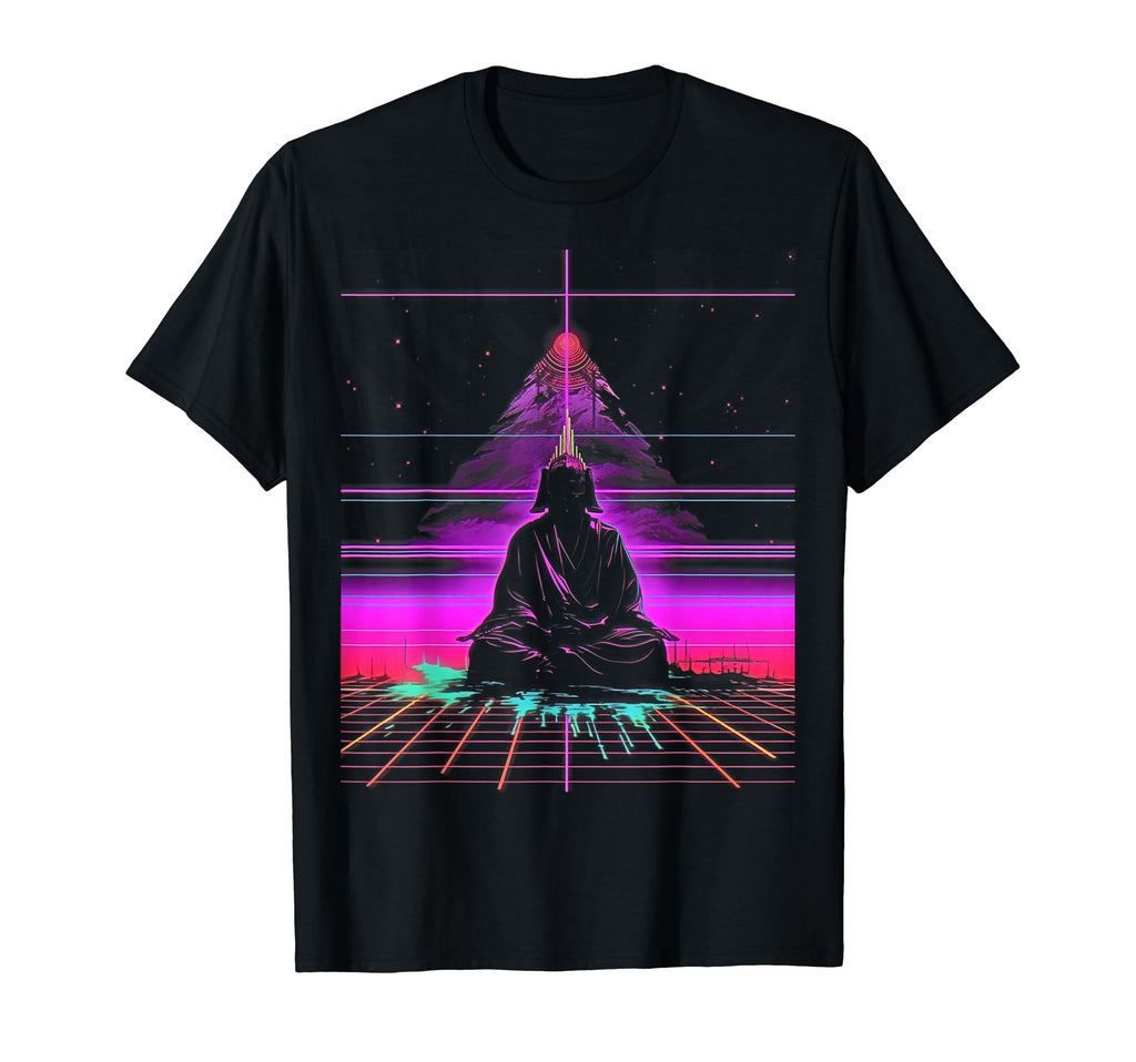 Synthwave Alien Buddha Cyberpunk T-Shirt - Casual Everyday Wear for Adults - T-Shirt, Sweatshirt, Hoodie