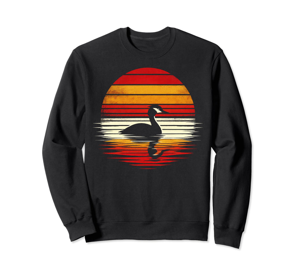 Grebe Bird Sunset Safari 70S Sweatshirt - Casual Everyday Wear Unisex - T-Shirt, Sweatshirt, Hoodie