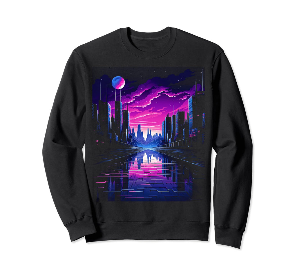 Vaporwave Cityscape 80S Synthwave 13 Sweatshirt - Streetwear Style Unisex - T-Shirt, Sweatshirt, Hoodie