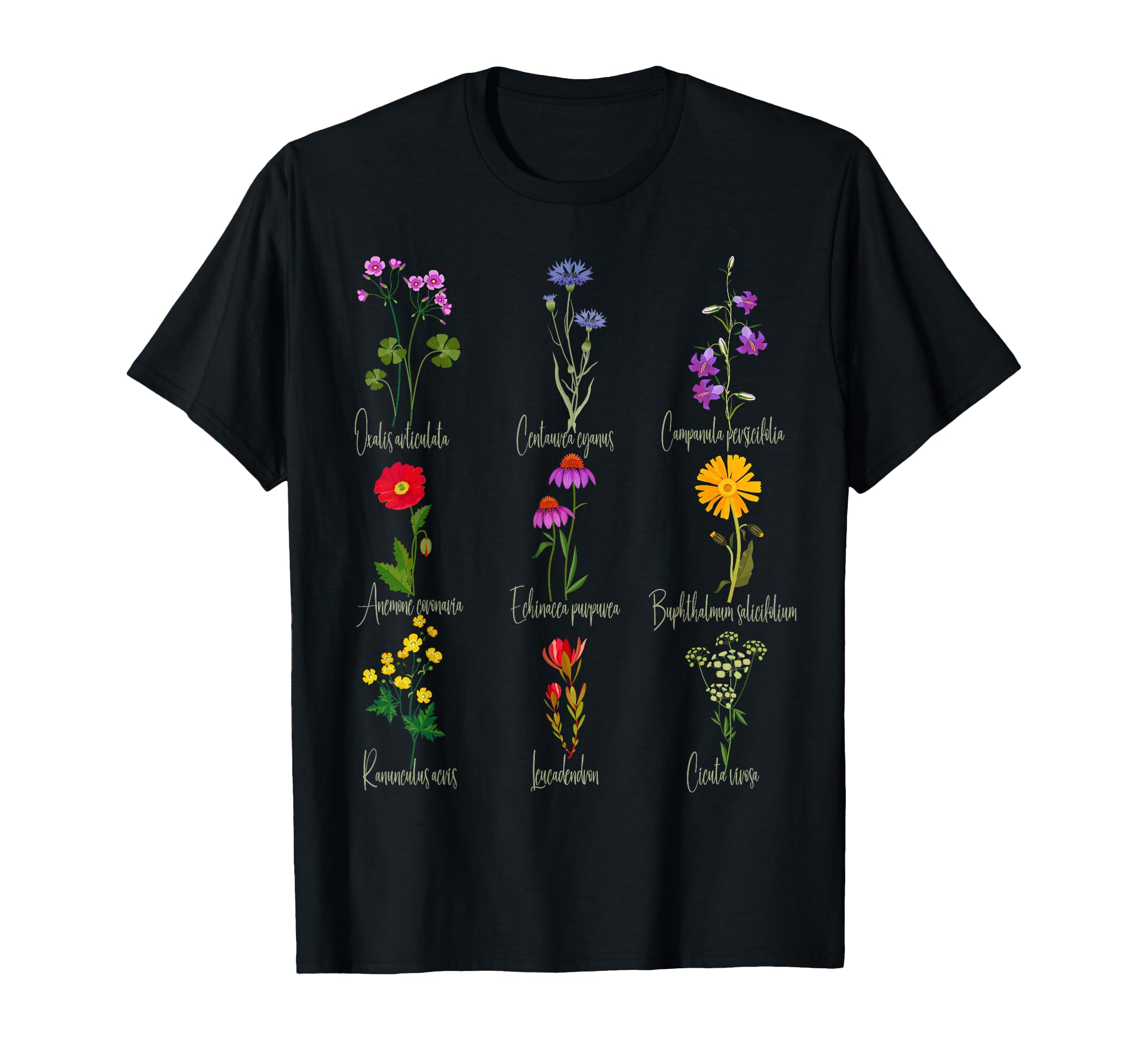 Botanical Chart Wildflower Floral Tees T-Shirt - Custom Art Print Men Women - T-Shirt, Sweatshirt, Hoodie