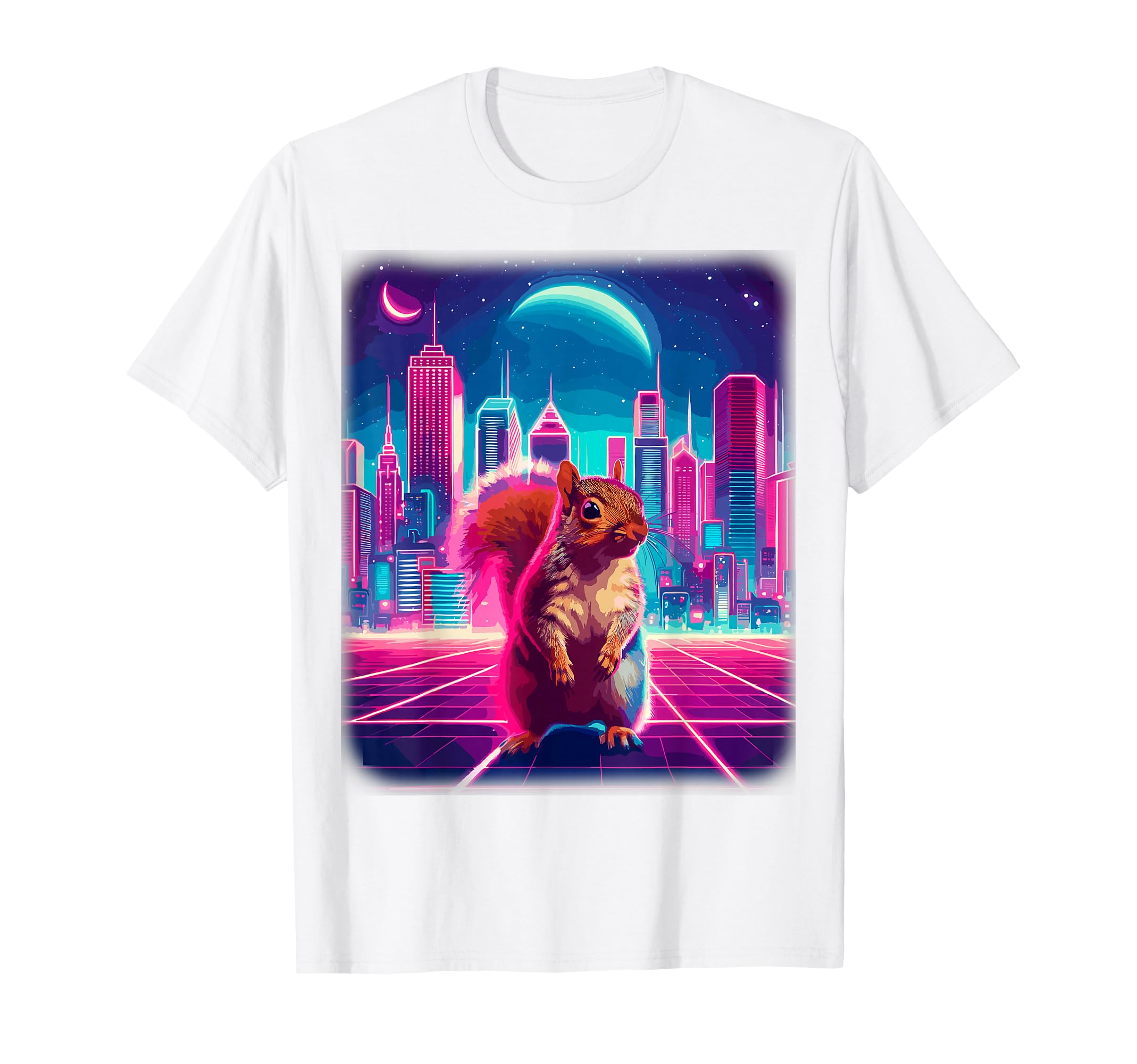 Synthwave Aesthetic Squirrel Lover 80S T-Shirt - Novelty Apparel Men Women - T-Shirt, Sweatshirt, Hoodie