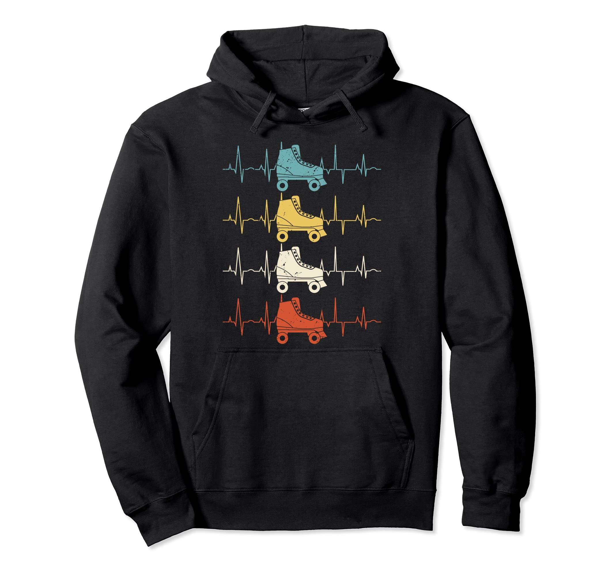 Roller Skate Heartbeat Skater Skating Hoodie - Graphic Print for Adults - T-Shirt, Sweatshirt, Hoodie