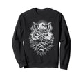 Owl Sun Moon Mountain Distressed Sweatshirt - Graphic Print Unisex - T-Shirt, Sweatshirt, Hoodie