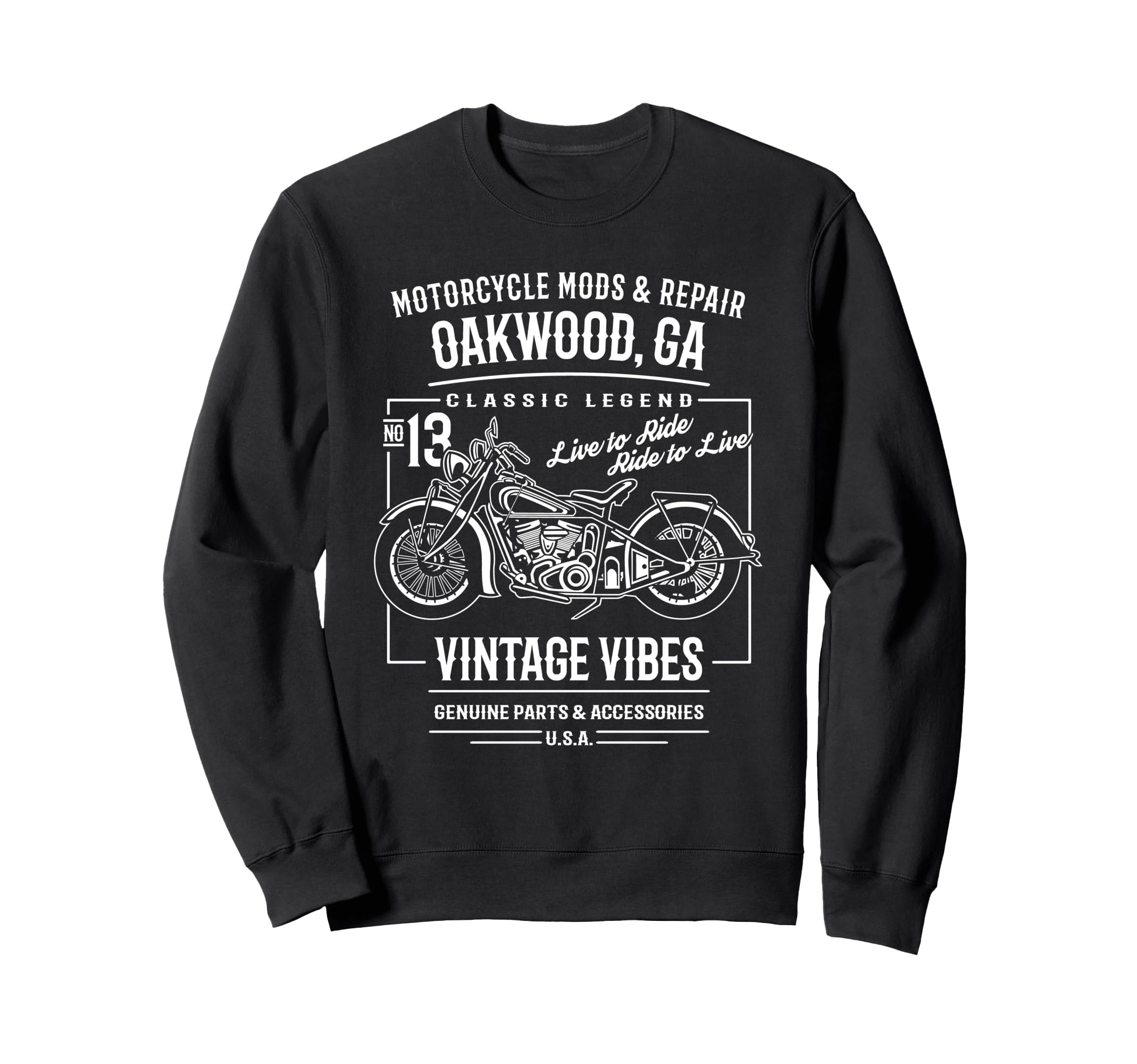 Oakwood Ga Usa Motorcycle Sweatshirt - Novelty Apparel for Adults - T-Shirt, Sweatshirt, Hoodie