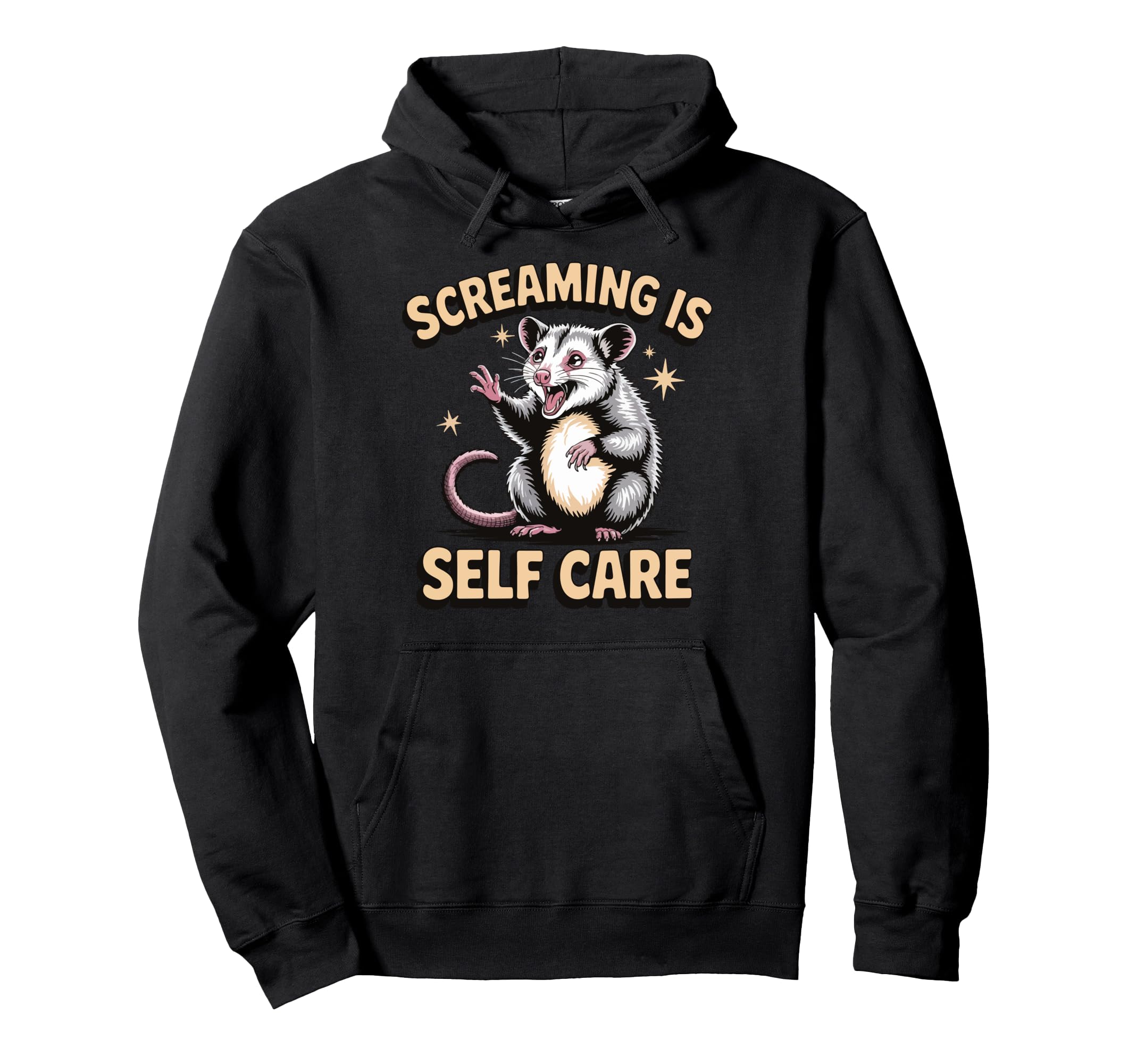 Opossum Therapeutic Screaming Stress Hoodie - Custom Art Print Men Women - T-Shirt, Sweatshirt, Hoodie