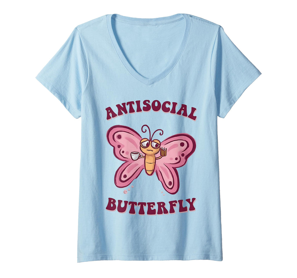 Womens Groovy Anti Social Butterfly T-Shirt - Graphic Print Men Women - T-Shirt, Sweatshirt, Hoodie