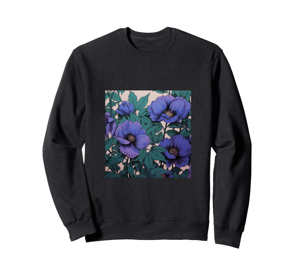 Purple And Green Flowers Sweatshirt - Casual Everyday Wear Men Women - T-Shirt, Sweatshirt, Hoodie