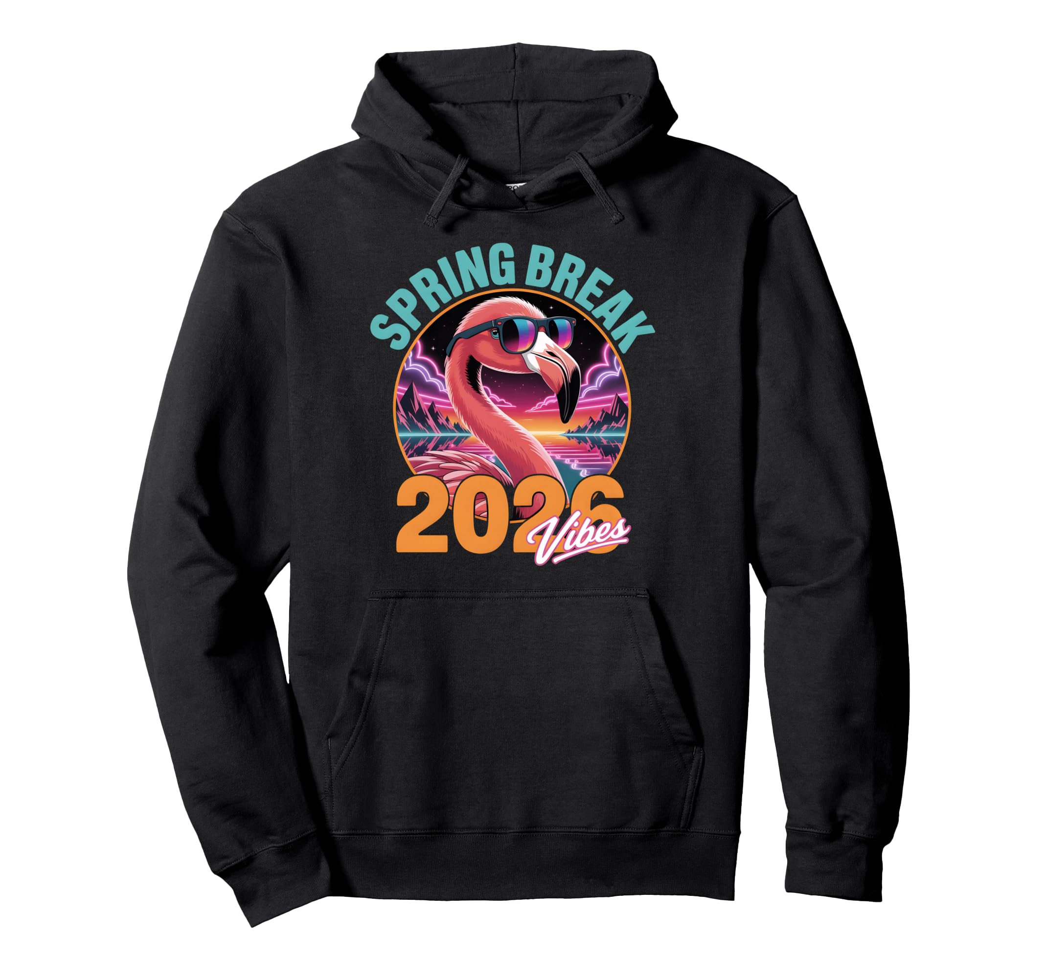 Spring Break 2026 Vibes Flamingo 80S Hoodie - Streetwear Style Men Women - T-Shirt, Sweatshirt, Hoodie
