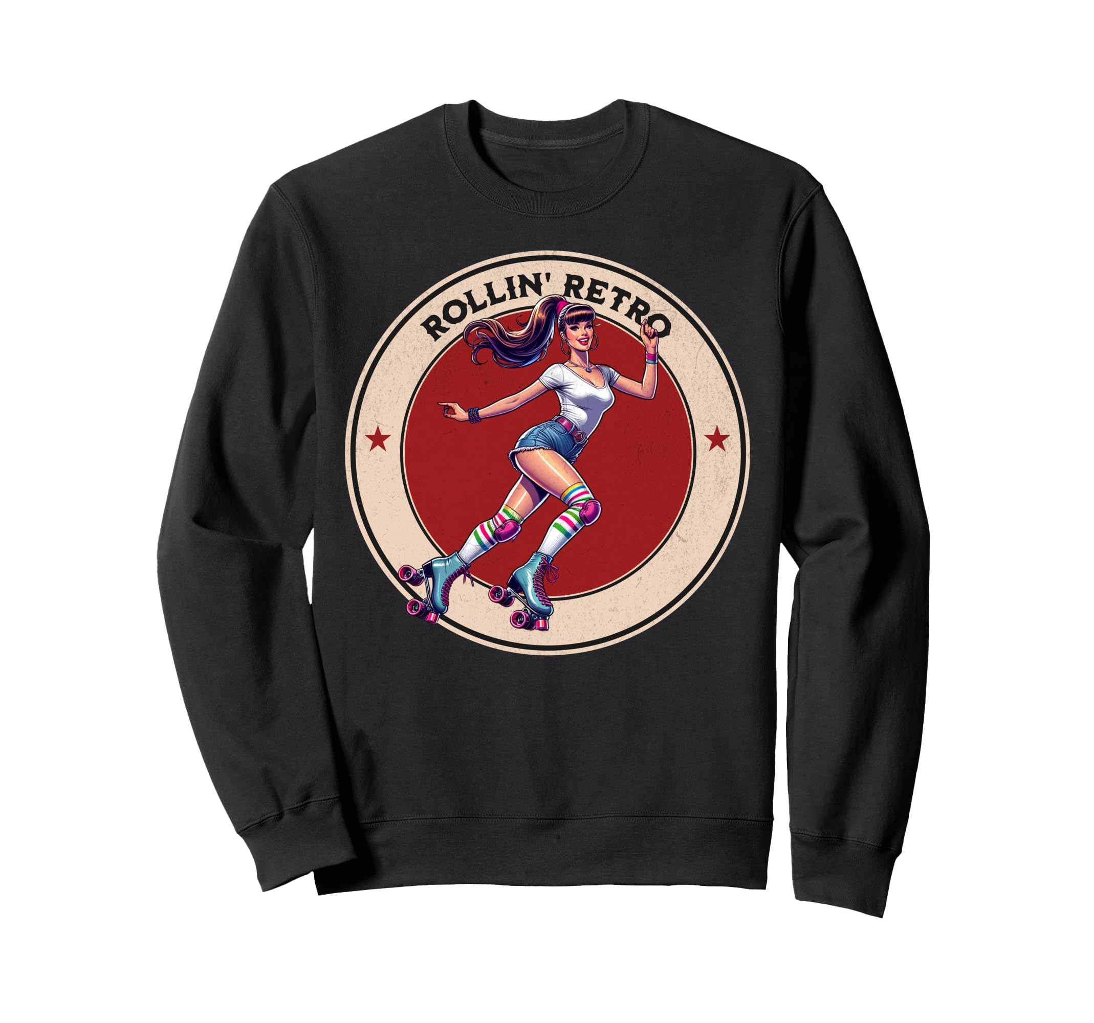 Rollin Pinup Skater Skating Sweatshirt - Graphic Print for Adults - T-Shirt, Sweatshirt, Hoodie