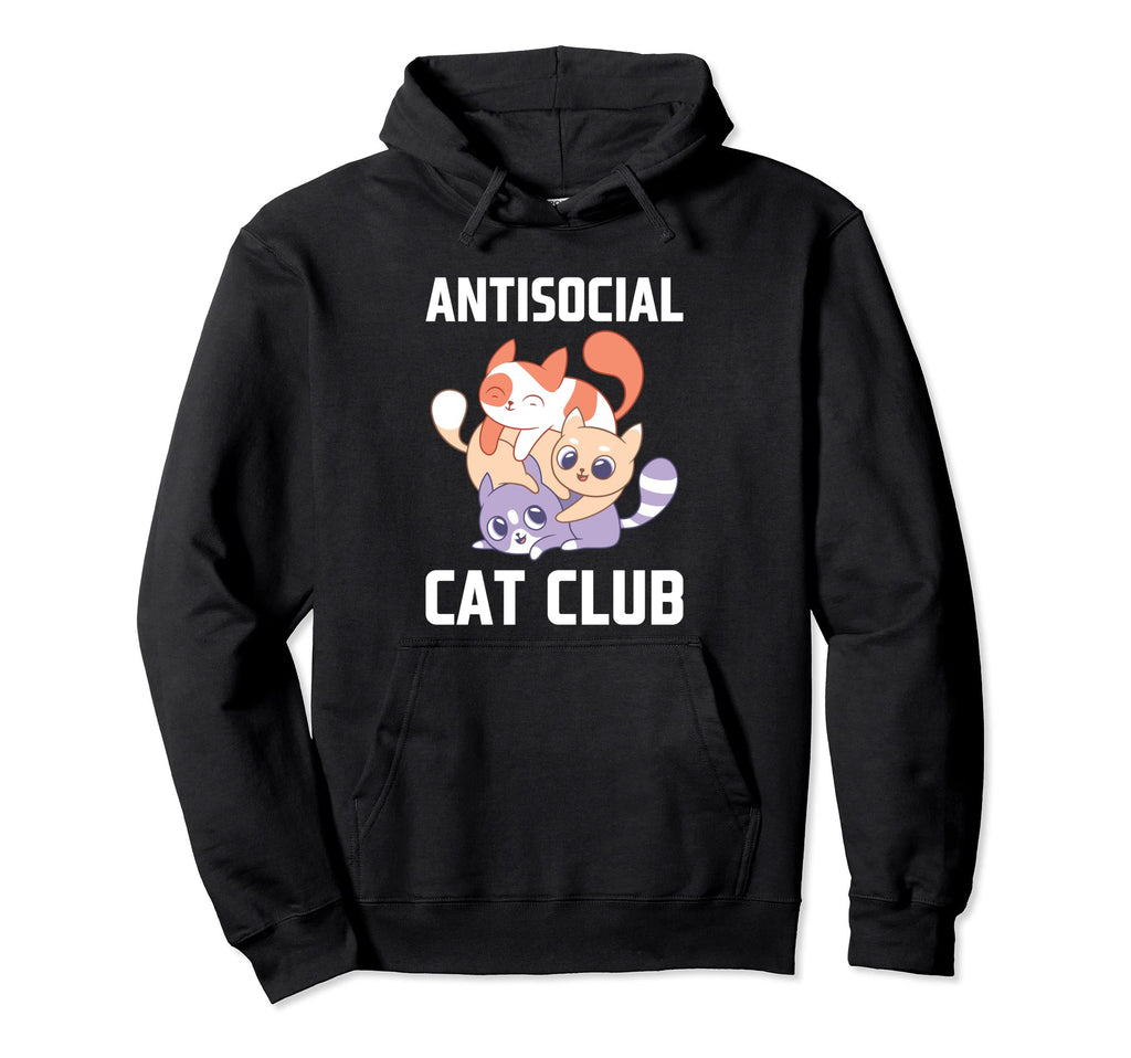 Antisocial Cat Club Introvert Cat Hoodie - Casual Everyday Wear Unisex - T-Shirt, Sweatshirt, Hoodie