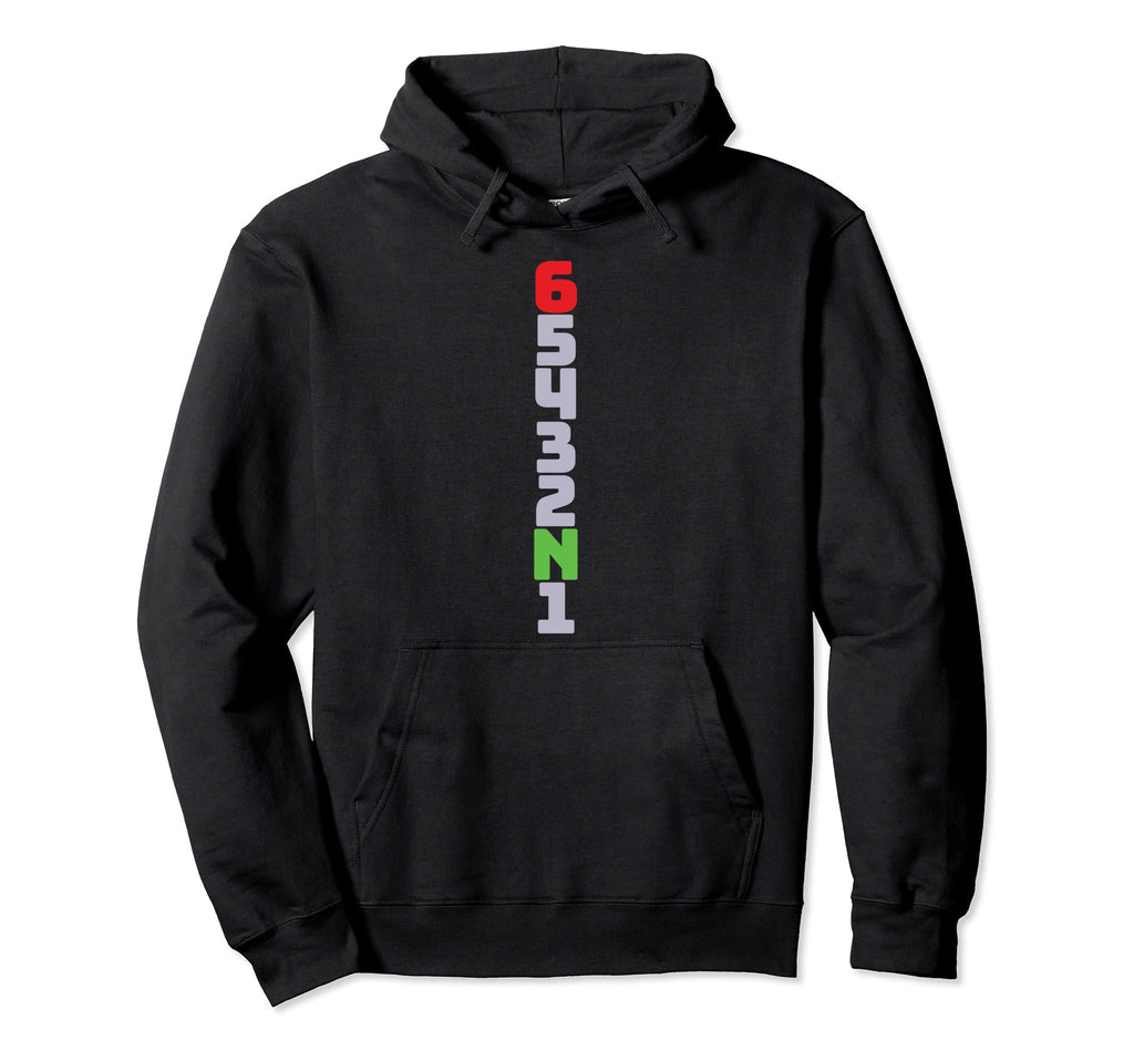 1N23456 Motorcycle Biker Gear Shift Hoodie - Fun Novelty Design Men Women - T-Shirt, Sweatshirt, Hoodie