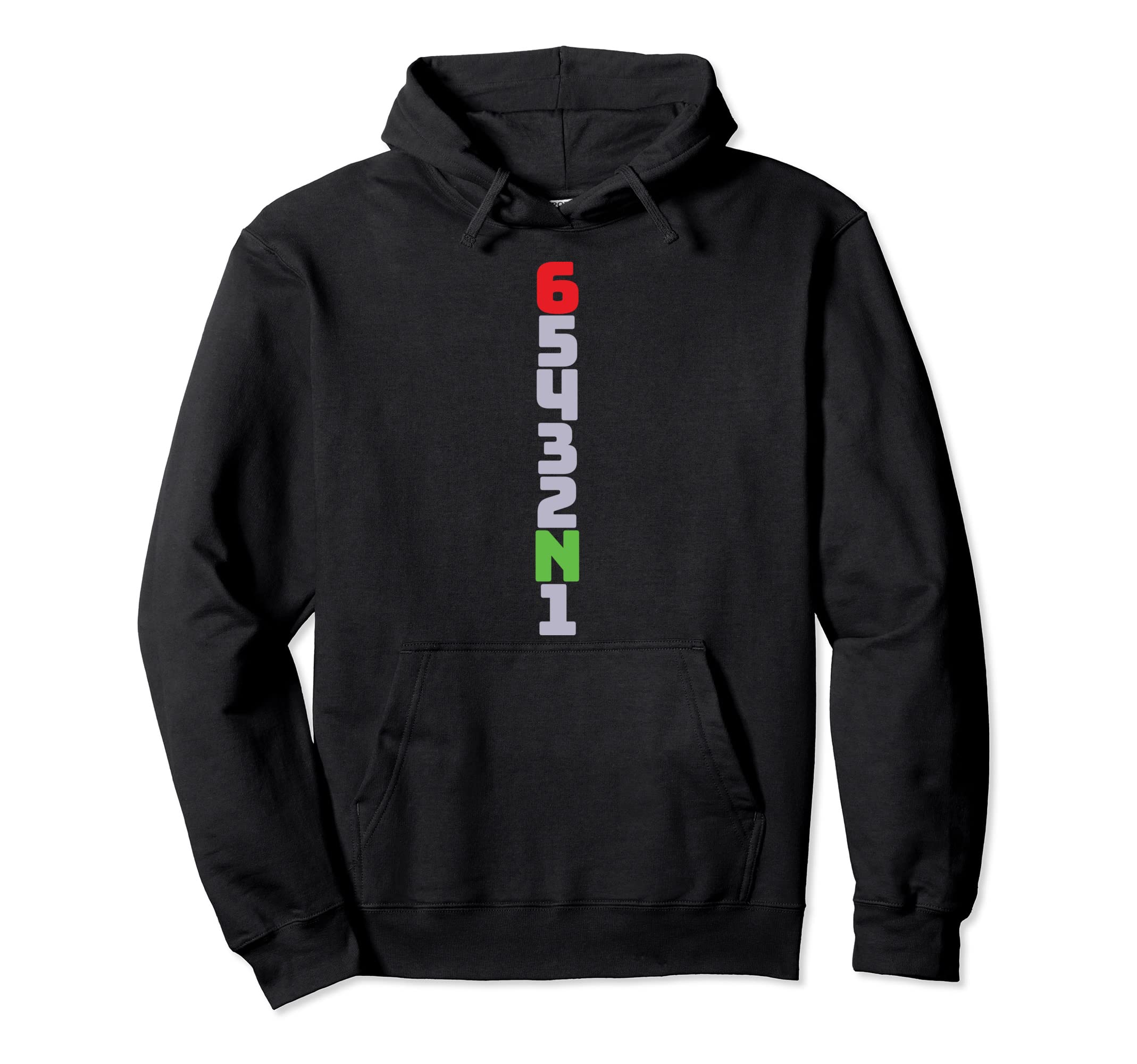 1N23456 Motorcycle Biker Gear Shift Hoodie - Fun Novelty Design Men Women - T-Shirt, Sweatshirt, Hoodie