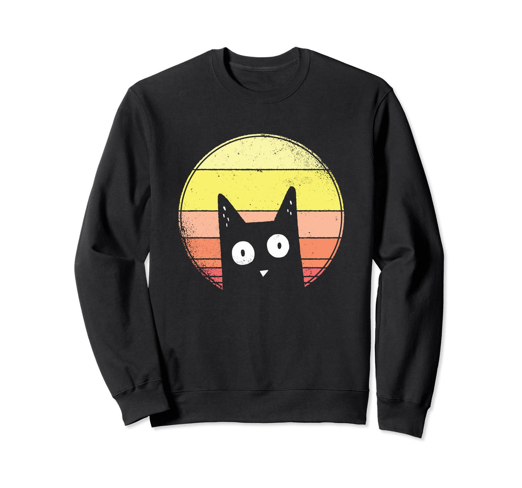 Funny Black Cat Sunset Sweatshirt - Unique Graphic for Adults - T-Shirt, Sweatshirt, Hoodie