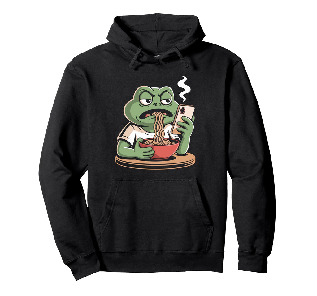 Ramen Frog Aesthetic Hoodie - Fun Novelty Design for Adults - T-Shirt, Sweatshirt, Hoodie