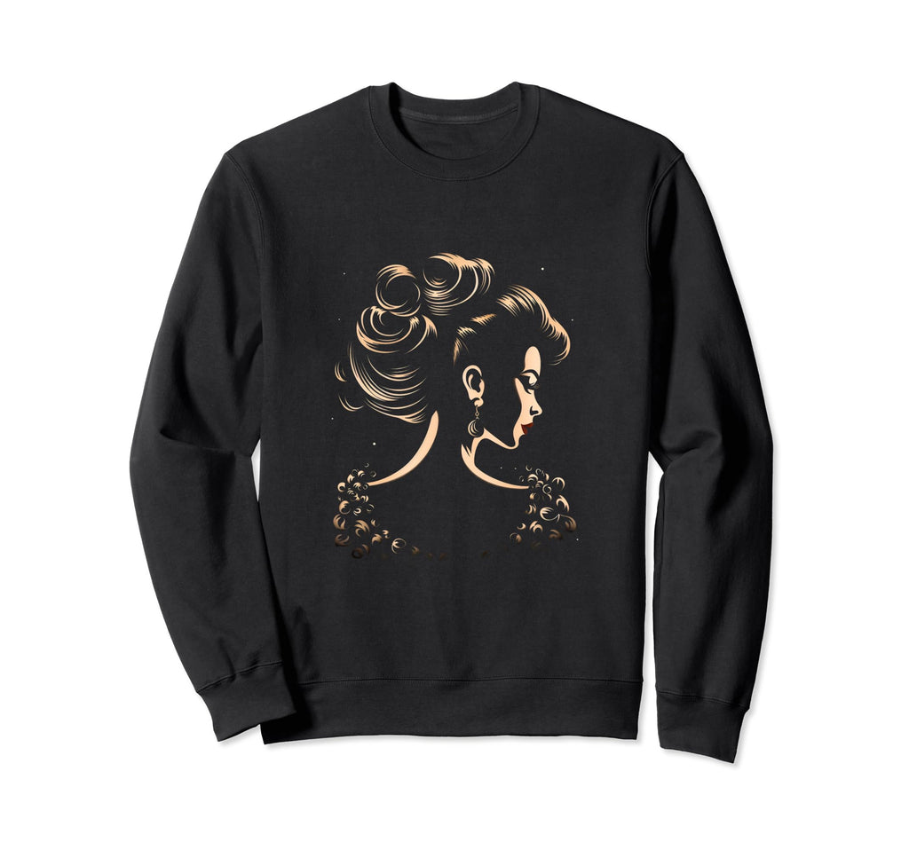 Pinup Hairstyle Silhouette Sweatshirt - Minimalist Print for Adults - T-Shirt, Sweatshirt, Hoodie