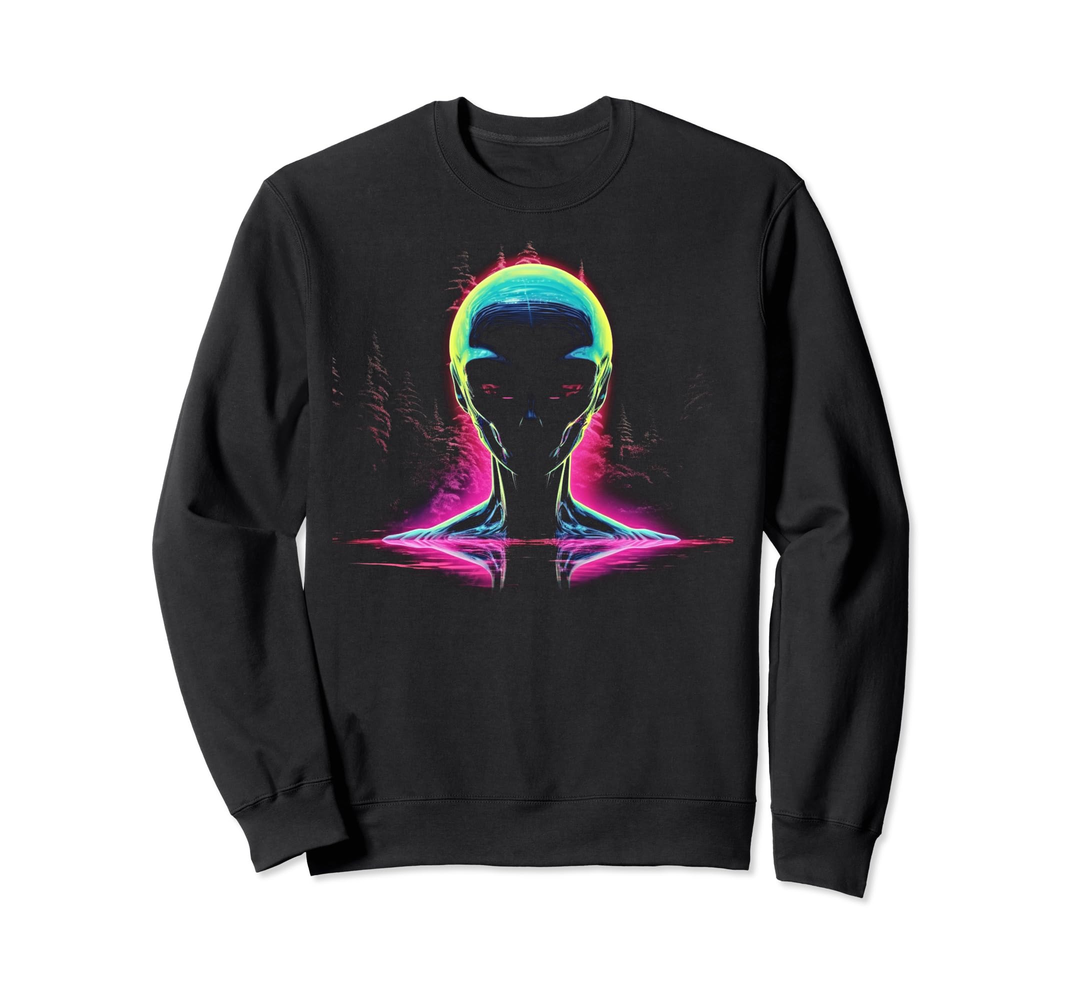 Synthwave Alien Cyberpunk 80S Sci Fi Sweatshirt - Fun Novelty Design Unisex - T-Shirt, Sweatshirt, Hoodie