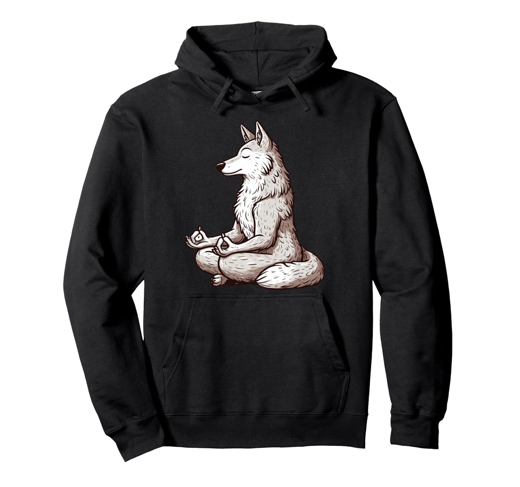 Meditation Wolf Yoga Pose Relaxing Hoodie - Aesthetic Graphic for Adults - T-Shirt, Sweatshirt, Hoodie