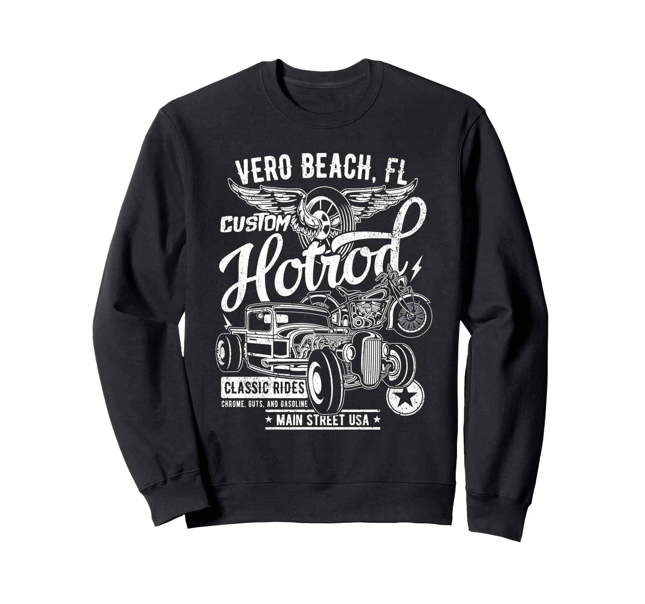 Vero Beach Fl Hotrod Car Motorcycle Sweatshirt - Trendy Graphic Unisex - T-Shirt, Sweatshirt, Hoodie
