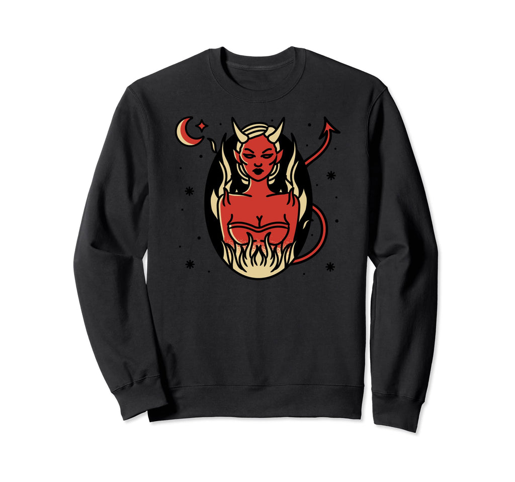 Devil American Traditional Sweatshirt - Fun Novelty Design Men Women - T-Shirt, Sweatshirt, Hoodie