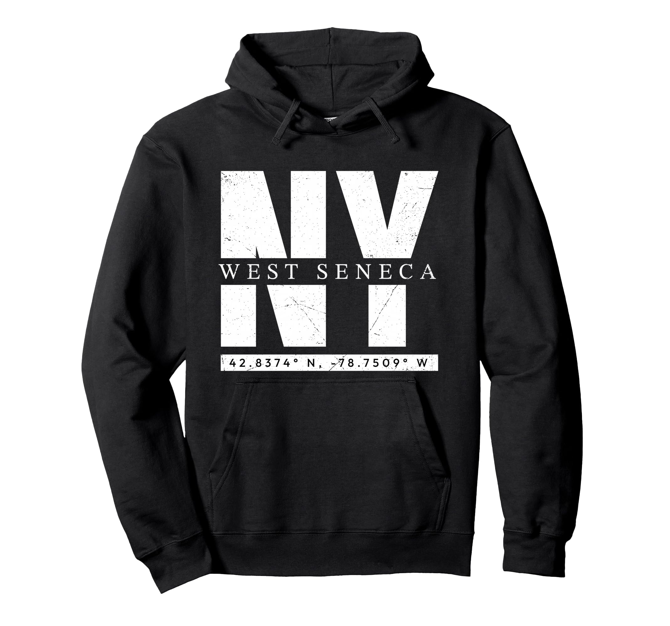 West Seneca Ny Urban Coordinates Hoodie - Fun Novelty Design for Adults - T-Shirt, Sweatshirt, Hoodie