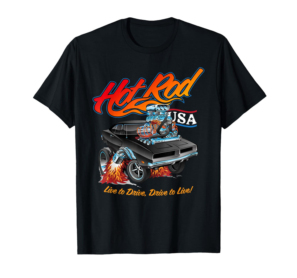 Hotrod Usa Muscle Car Cartoon Hotrod T-Shirt - Casual Everyday Wear Unisex - T-Shirt, Sweatshirt, Hoodie