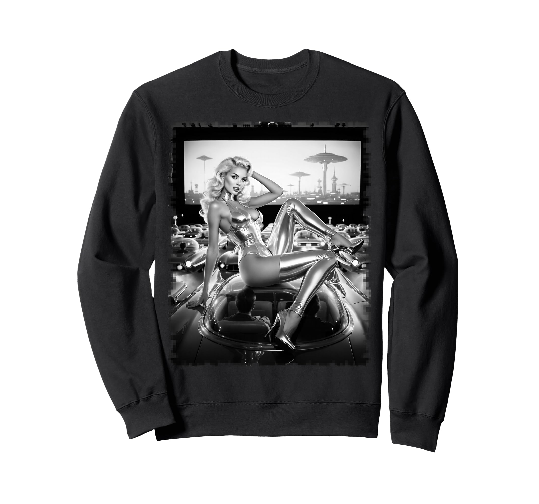 Hot Blonde Bombshell Atomic Pinup Sweatshirt - Minimalist Print Men Women - T-Shirt, Sweatshirt, Hoodie