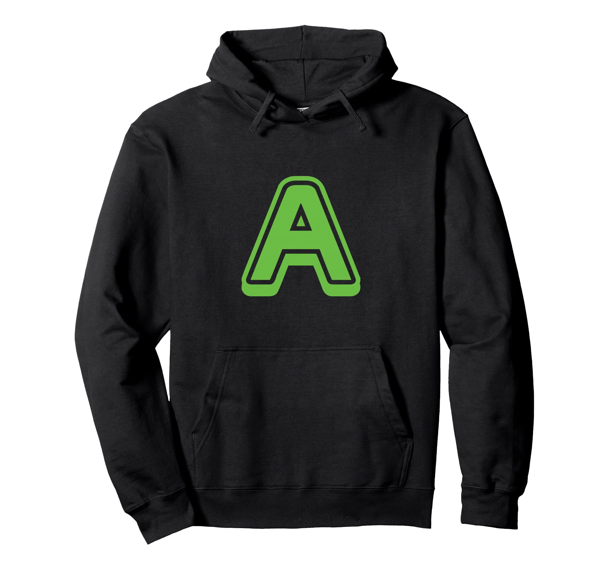 Bold Letter Green Outline Alphabet Hoodie - Fun Novelty Design Men Women - T-Shirt, Sweatshirt, Hoodie