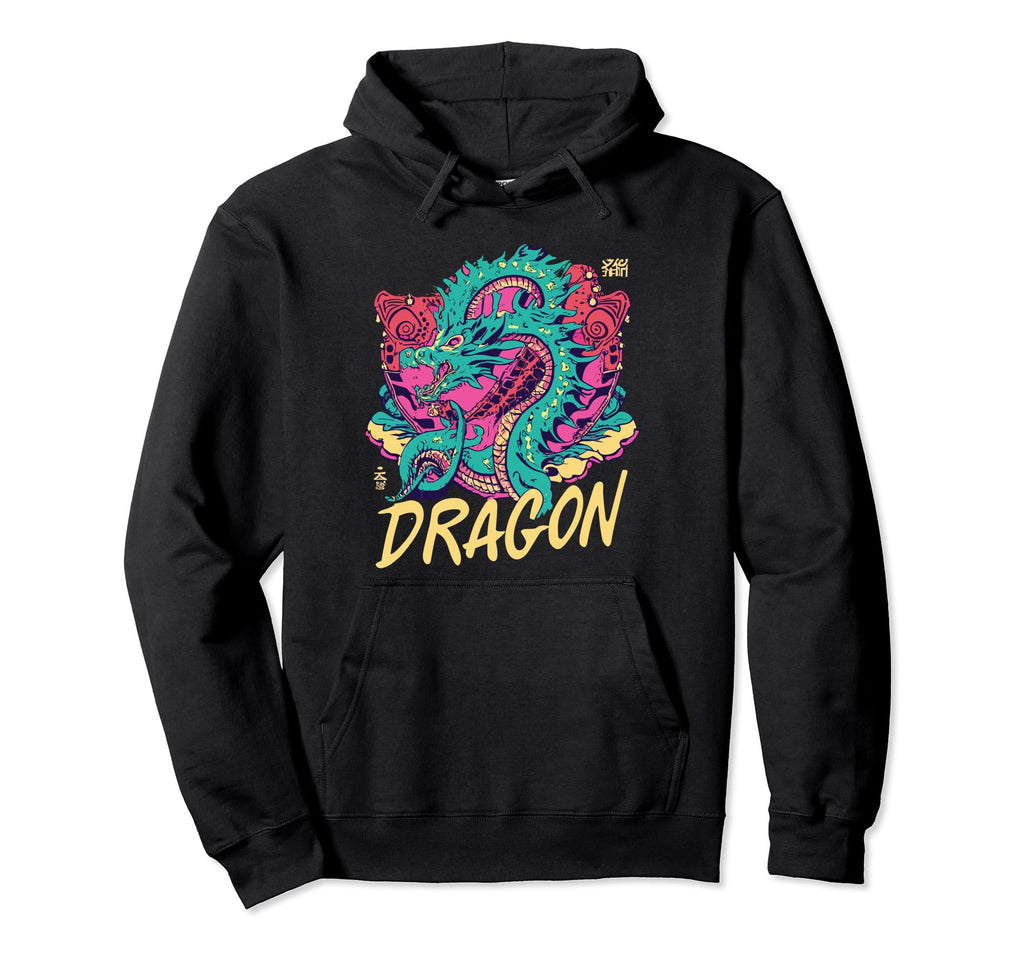 Dragon Techno Vaporwave Anime Futuristic Hoodie - Unique Graphic Men Women - T-Shirt, Sweatshirt, Hoodie