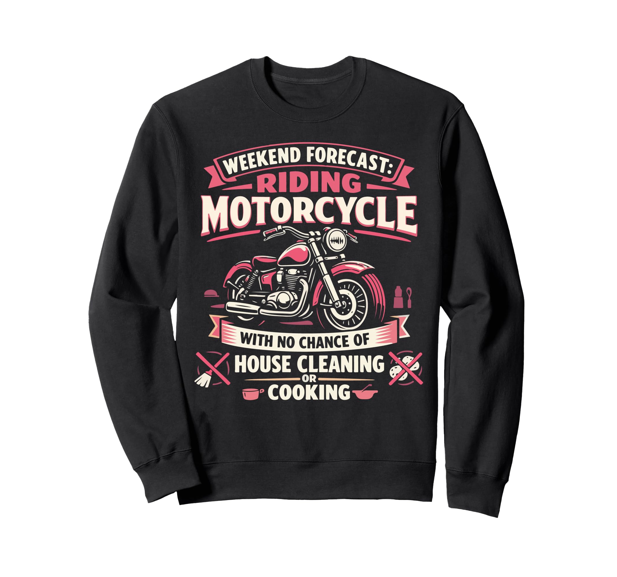 Motorcycle Biker Weekend Forecast Sweatshirt - Minimalist Print for Adults - T-Shirt, Sweatshirt, Hoodie