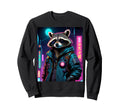 Vaporwave Raccoon 80S Synthwave Sweatshirt - Minimalist Print Unisex - T-Shirt, Sweatshirt, Hoodie