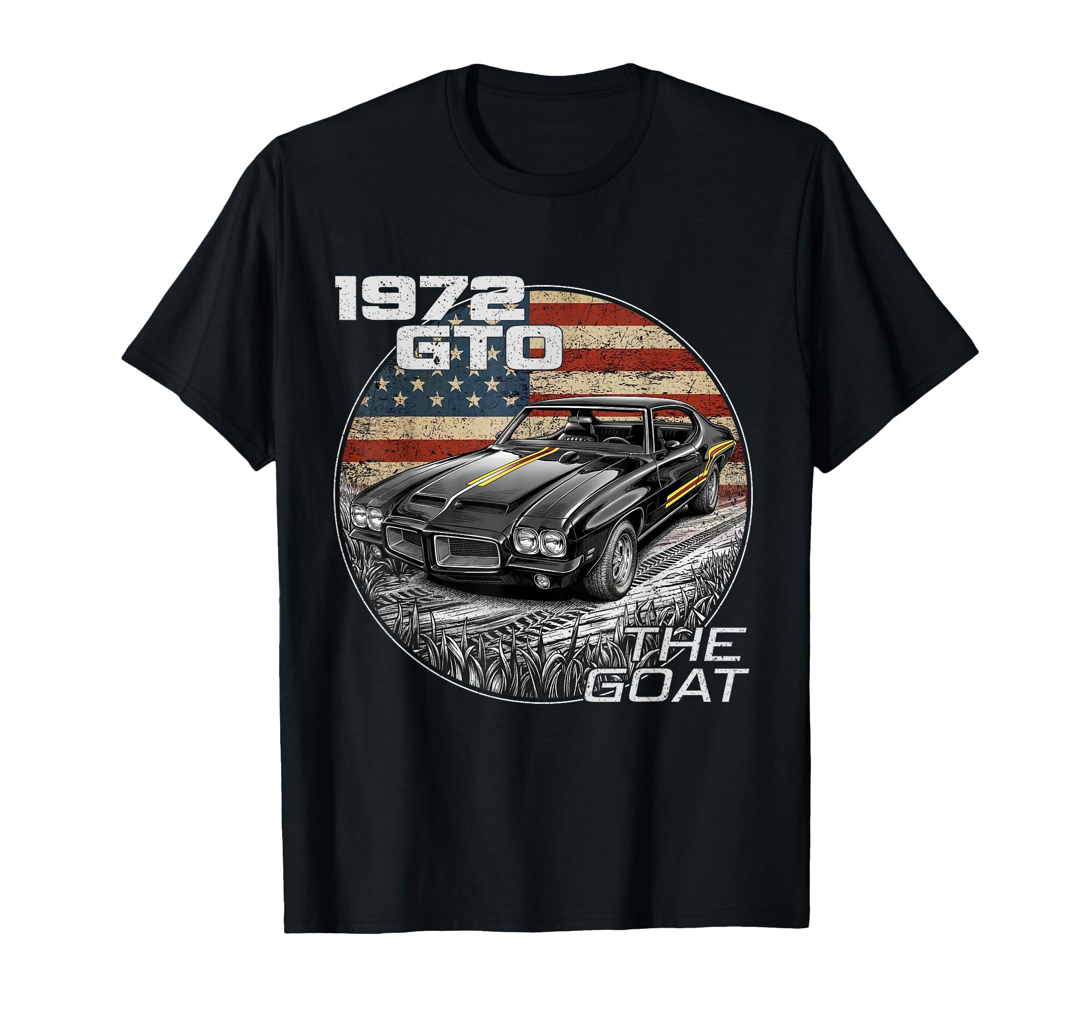 72 1972 Gto American Flag Silhouette T-Shirt - Minimalist Print Unisex - T-Shirt, Sweatshirt, Hoodie