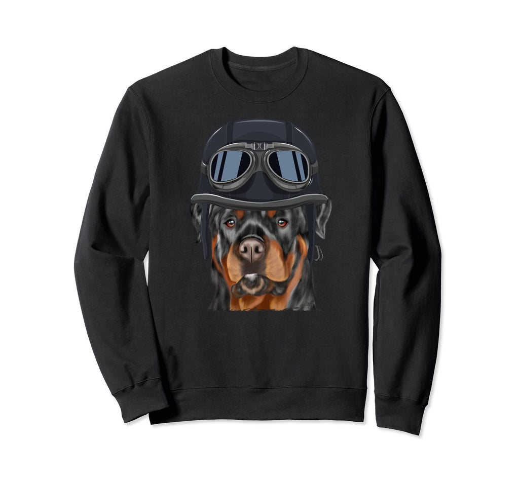 Funny Motorcycle Helmet Rottweiler Sweatshirt - Graphic Print Men Women - T-Shirt, Sweatshirt, Hoodie