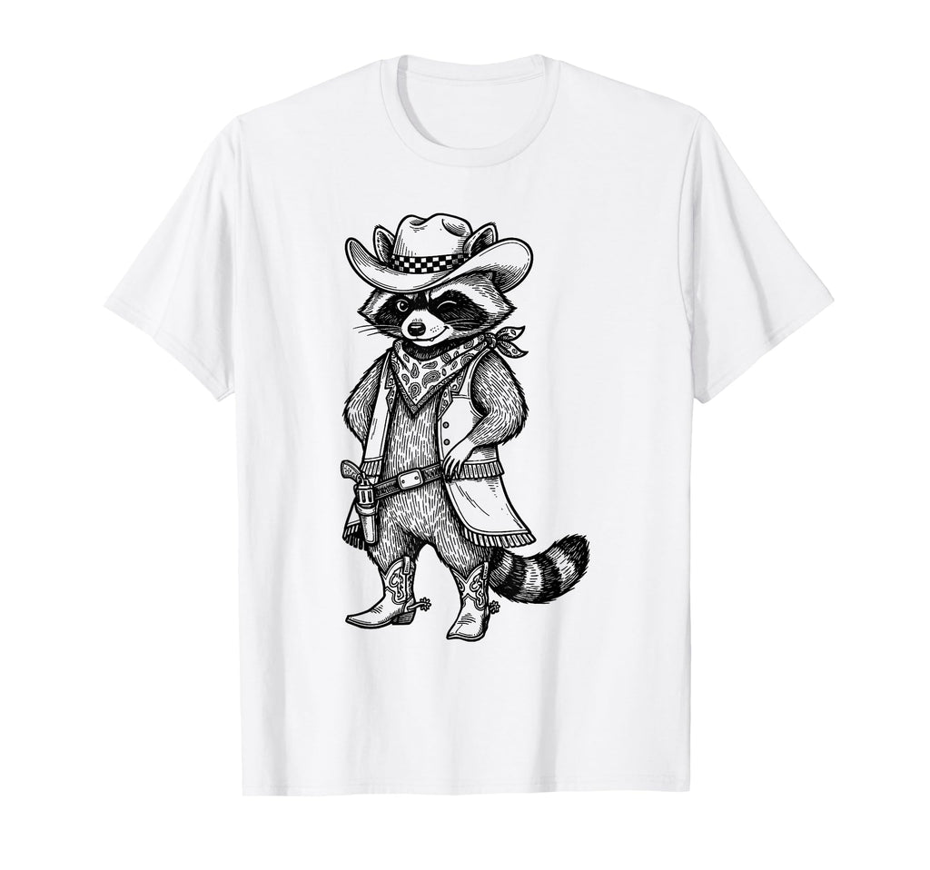 Raccoon Cowboy Cowgirl Western Country T-Shirt - Novelty Apparel Men Women - T-Shirt, Sweatshirt, Hoodie