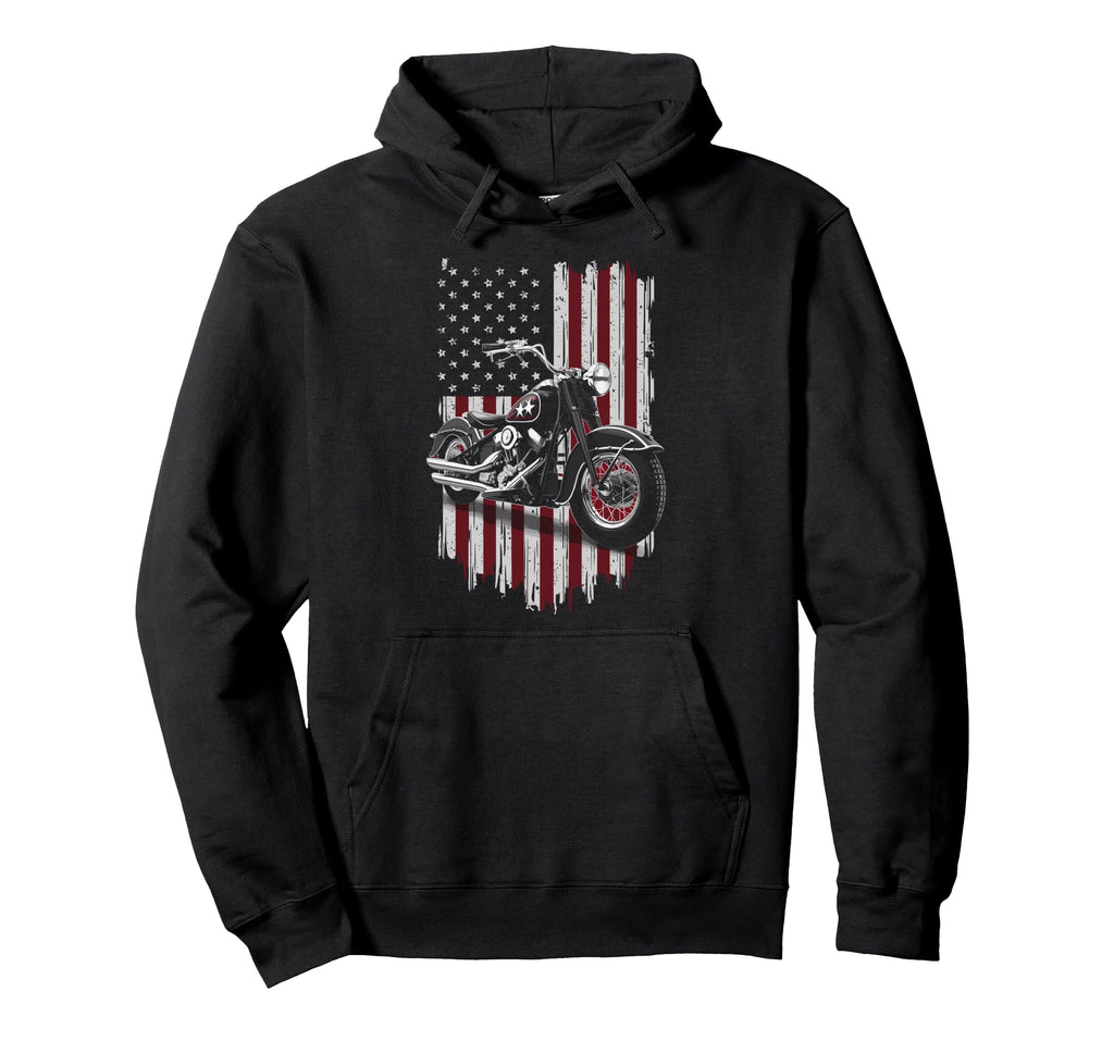 Patriotic Motorcycle Usa Flag Biker Hoodie - Novelty Apparel Men Women - T-Shirt, Sweatshirt, Hoodie