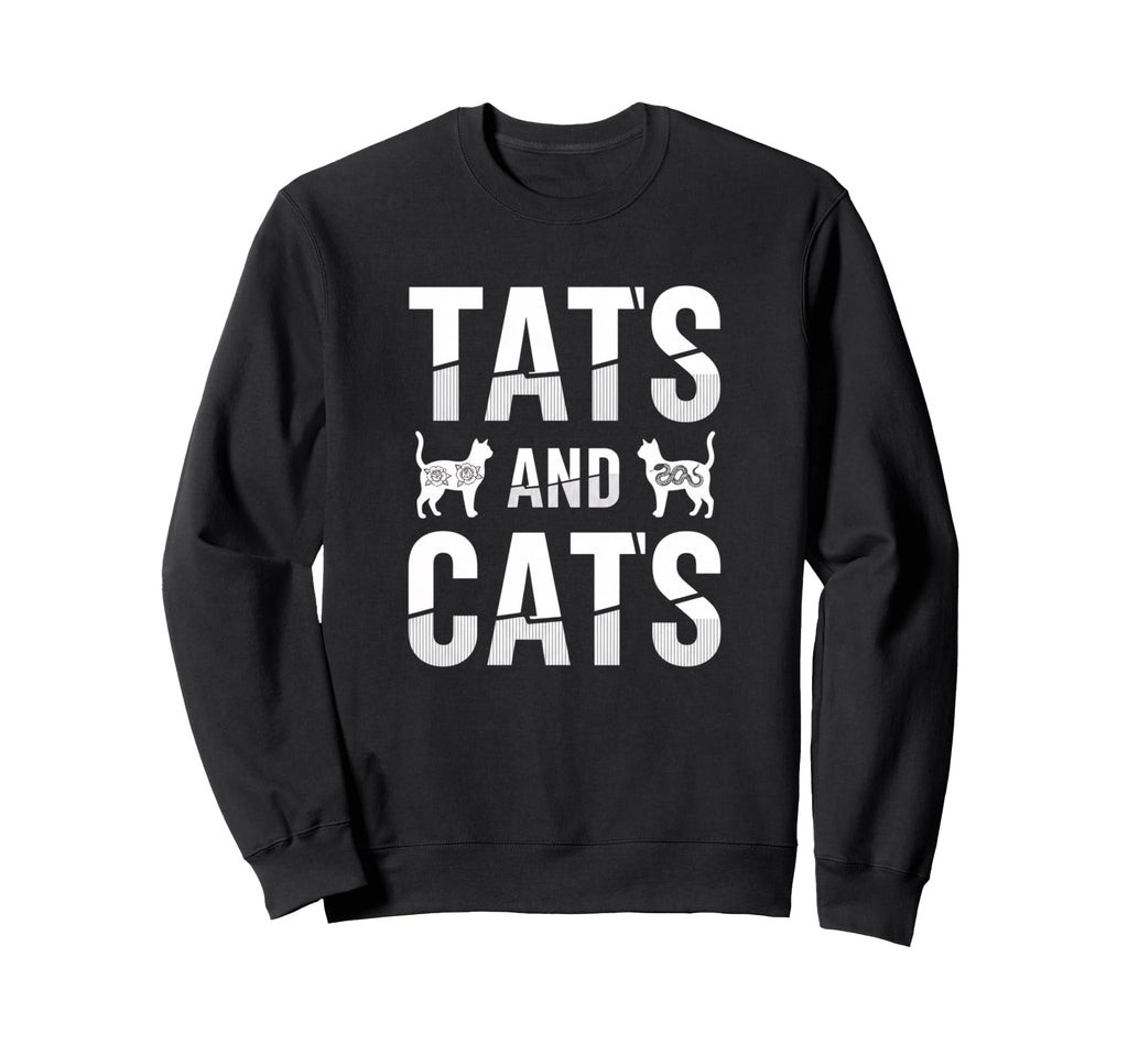Tats And Cats Funny Cat Lover Sweatshirt - Minimalist Print for Adults - T-Shirt, Sweatshirt, Hoodie