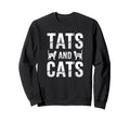 Tats And Cats Funny Cat Lover Sweatshirt - Minimalist Print for Adults - T-Shirt, Sweatshirt, Hoodie