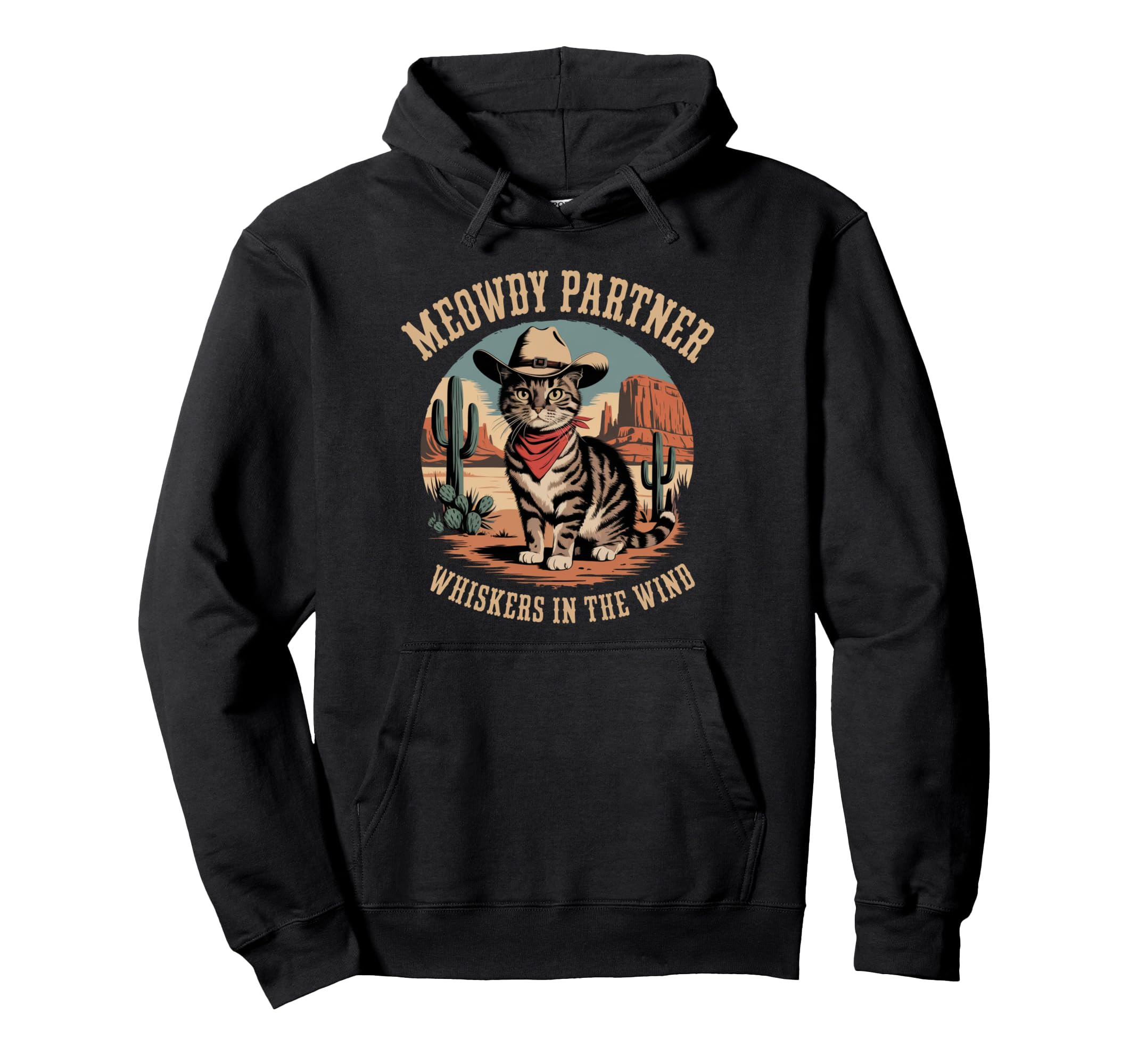 Meowdy Partner Cowboy Cat Western Dad Mom Hoodie - Trendy Graphic Unisex - T-Shirt, Sweatshirt, Hoodie