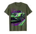 Lime Green Italian Sports Car Purple T-Shirt - Trendy Graphic Unisex - T-Shirt, Sweatshirt, Hoodie