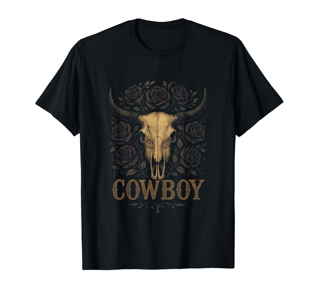 Cowboy Skull Rodeo Western T-Shirt - Aesthetic Graphic for Adults - T-Shirt, Sweatshirt, Hoodie
