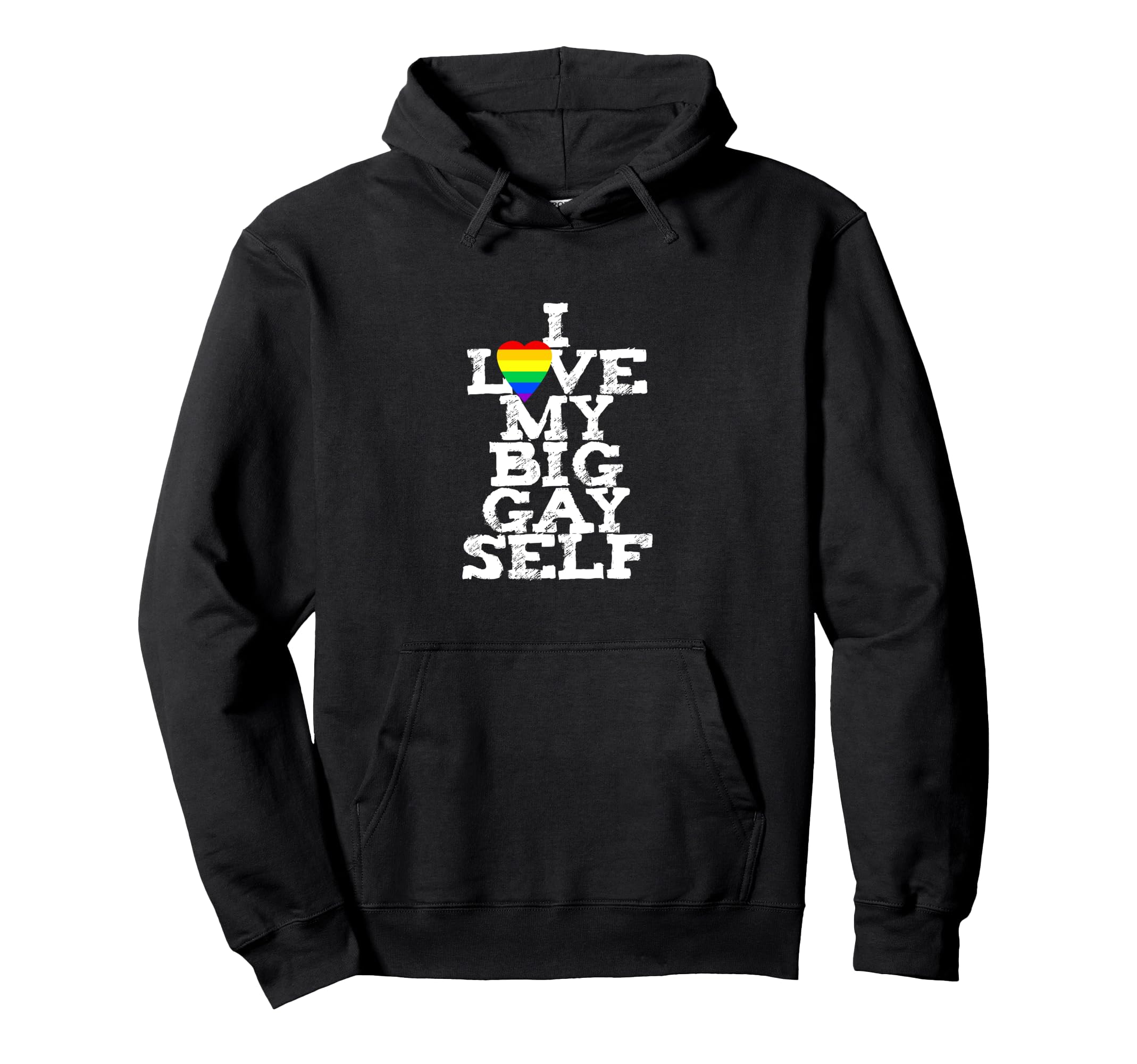 Rainbow Heart I Love My Big Gay Hoodie - Casual Everyday Wear Men Women - T-Shirt, Sweatshirt, Hoodie