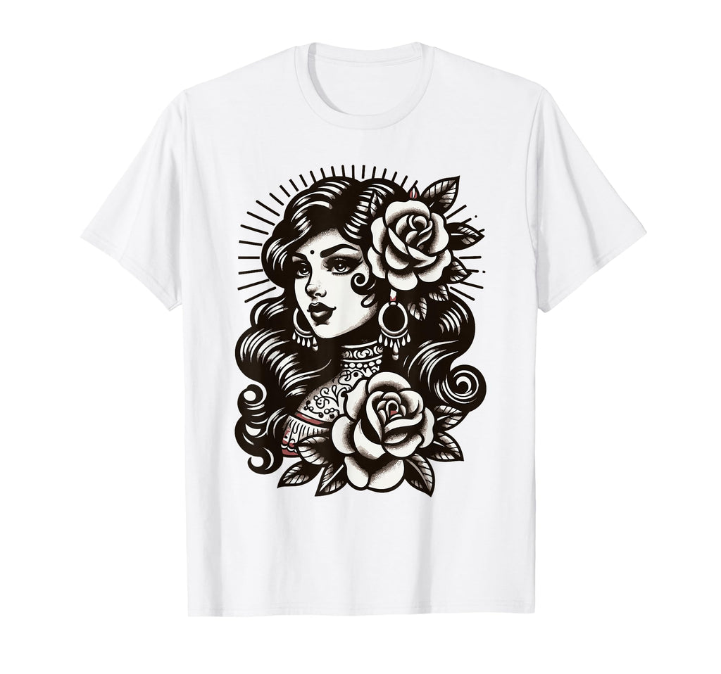 Gypsy Lady Tattoo T-Shirt - Aesthetic Graphic Men Women - T-Shirt, Sweatshirt, Hoodie