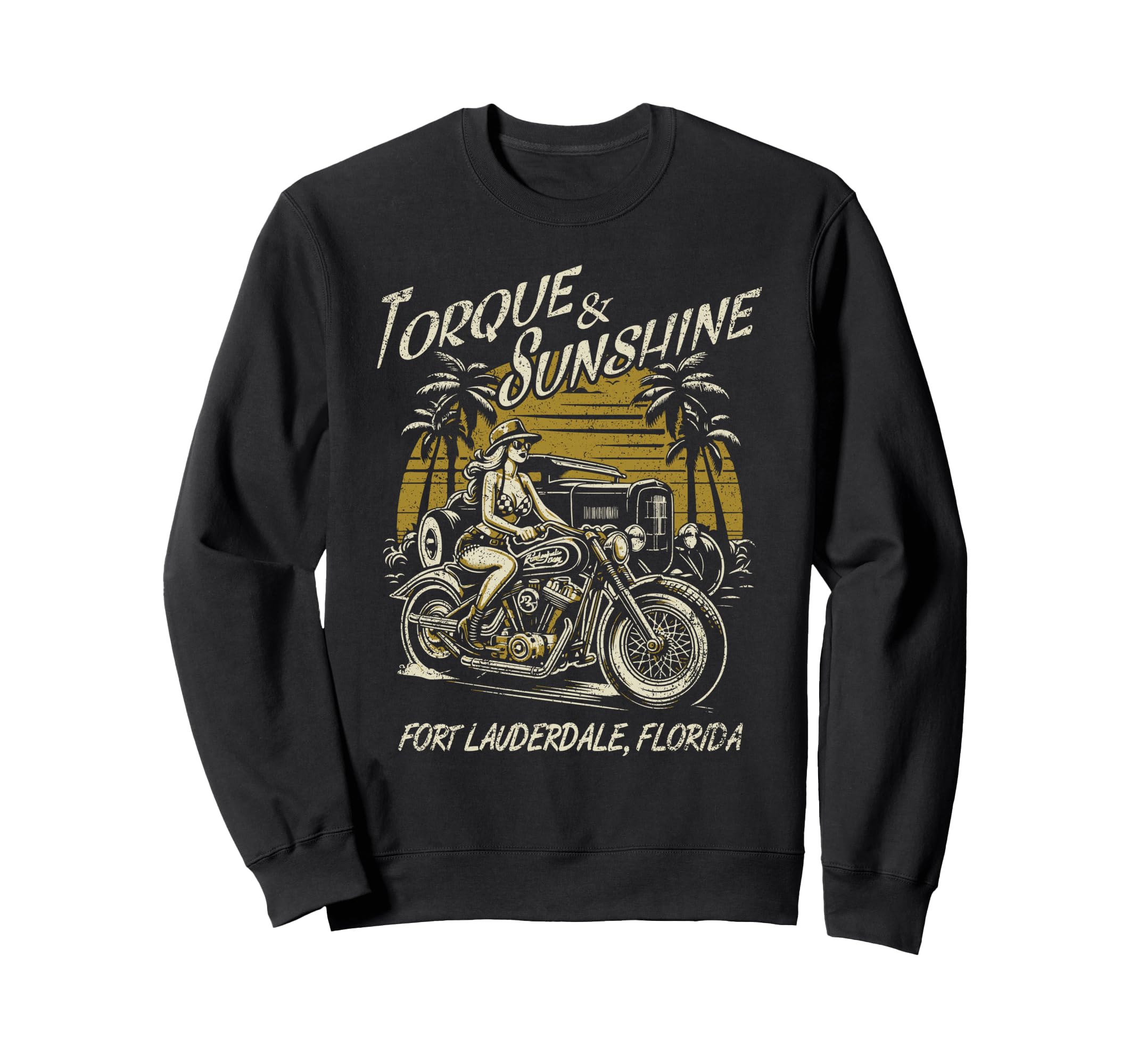 Fort Lauderdale Florida Motorcycle Sweatshirt - Minimalist Print Men Women - T-Shirt, Sweatshirt, Hoodie