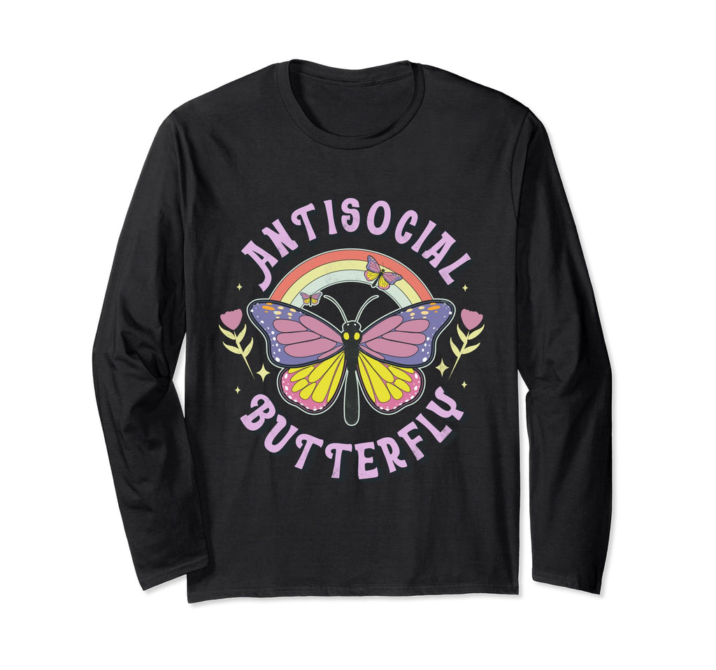 Antisocial Butterfly Groovy T Introvert T-Shirt - Novelty Apparel Unisex - T-Shirt, Sweatshirt, Hoodie