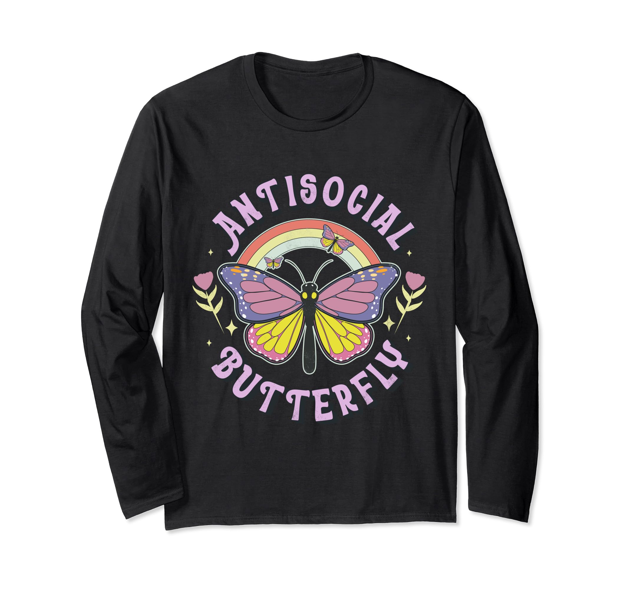 Antisocial Butterfly Groovy T Introvert T-Shirt - Novelty Apparel Unisex - T-Shirt, Sweatshirt, Hoodie