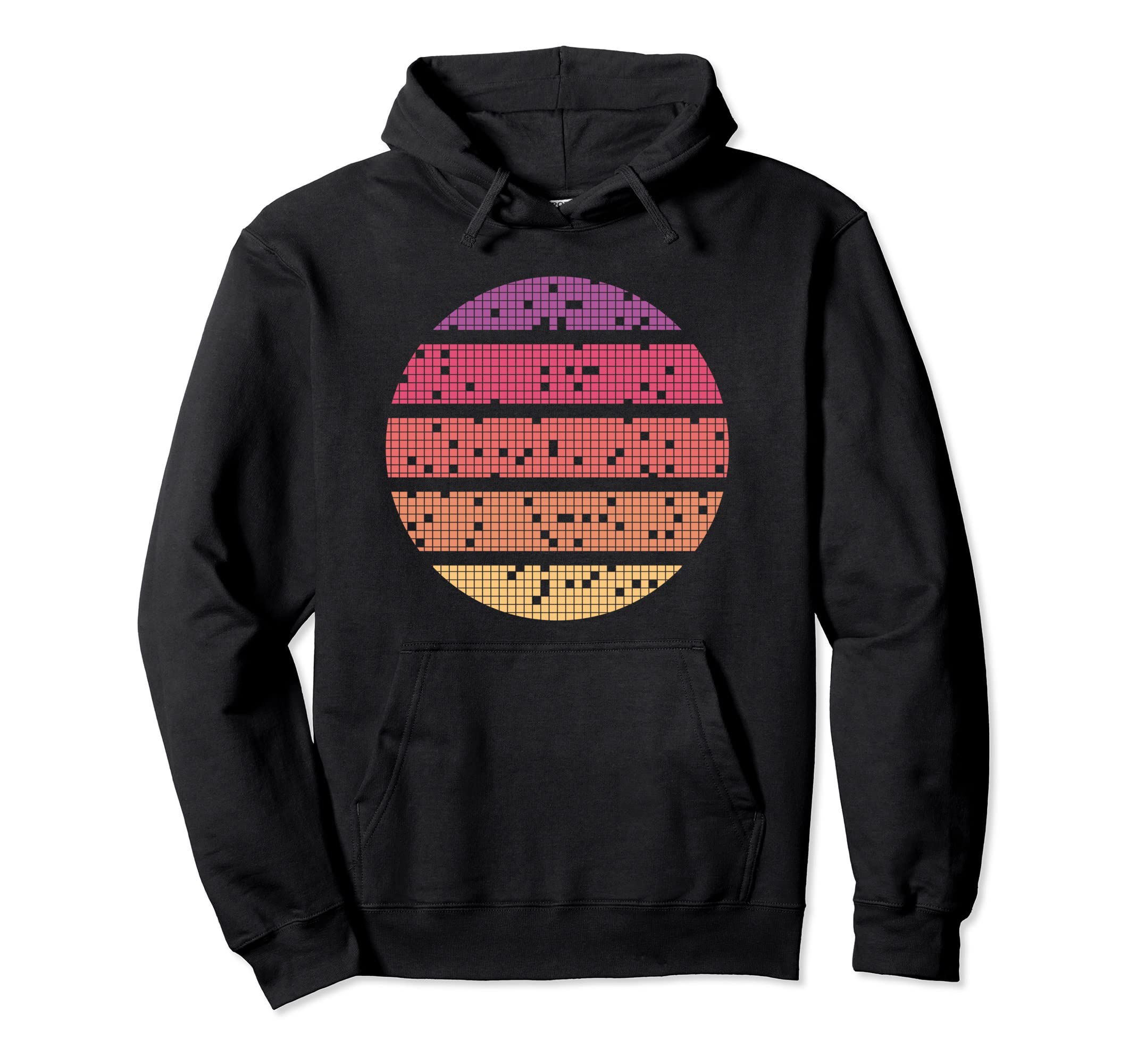 Sunset Pixel Circle Hoodie - Casual Everyday Wear Men Women - T-Shirt, Sweatshirt, Hoodie