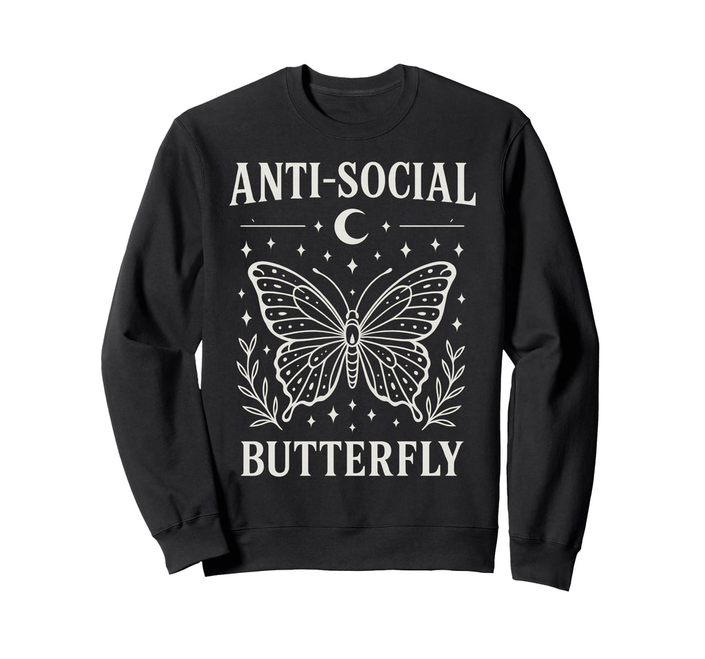 Anti Social Butterfly White Line Sweatshirt - Streetwear Style Men Women - T-Shirt, Sweatshirt, Hoodie