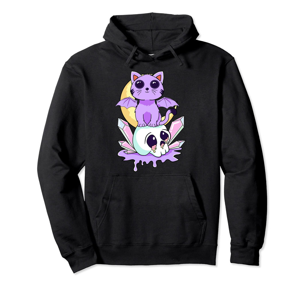 Kawaii Pastel Goth Witchy Creepy Demon Cat Hoodie - Graphic Print Unisex - T-Shirt, Sweatshirt, Hoodie