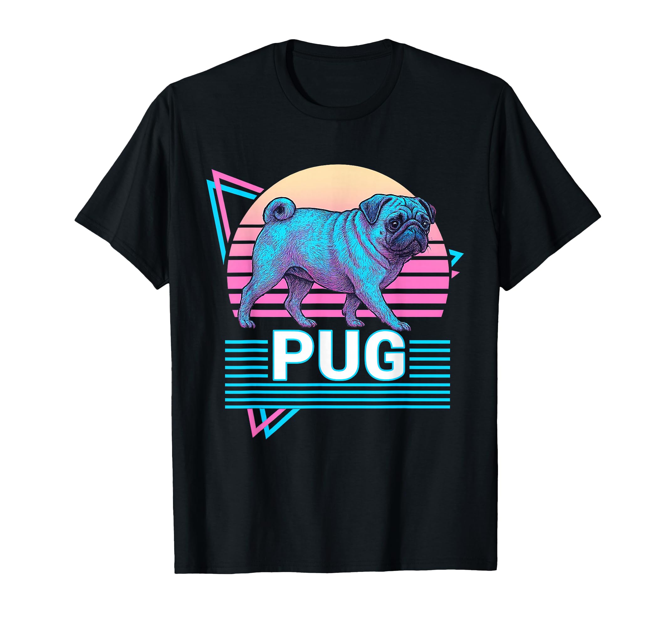 Pug Synthwave Aesthetic Dog Lover T-Shirt - Aesthetic Graphic for Adults - T-Shirt, Sweatshirt, Hoodie